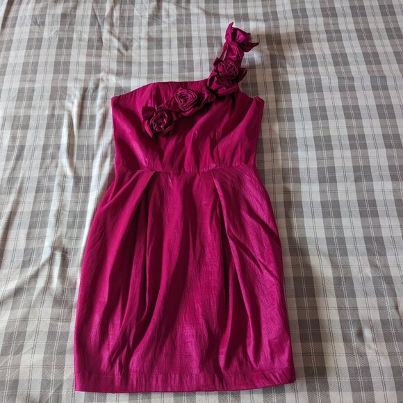 Forever 21 One Shoulder Rose Homecoming Prom Dress (Pink Size Small) - Picture 1 of 6